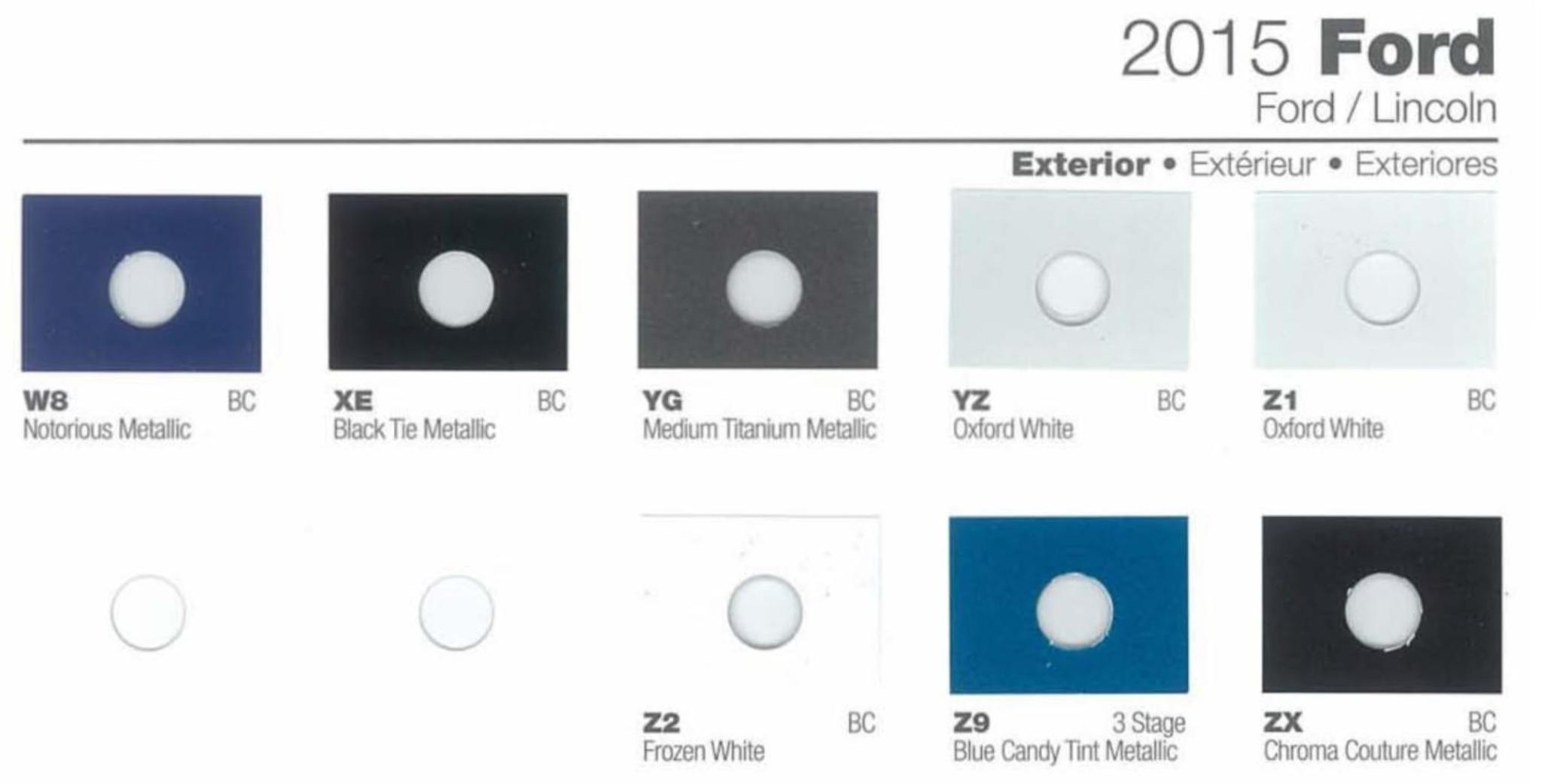 Ford paint colors 2015 Ford Motor Vehicle Color Code Chart/Page Paint