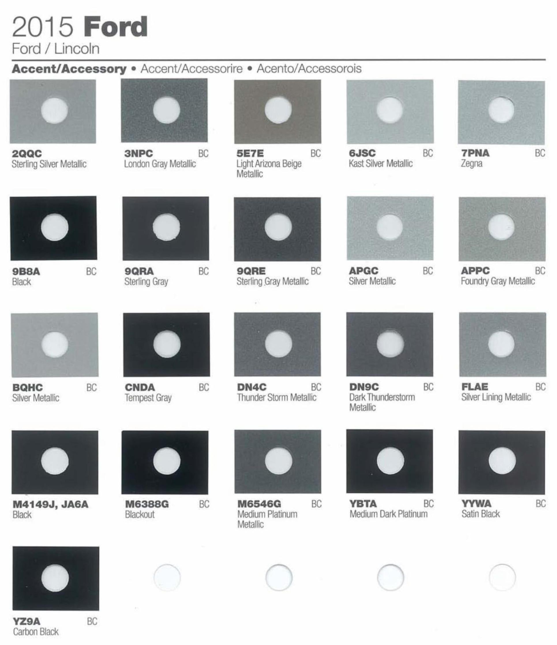 Ford paint colors 2015 Ford Motor Vehicle Color Code Chart/Page Paint